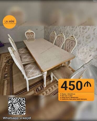 Qonaq otağı üçün, Açılmayan, Dördbucaq masa, 6 stul lalafo.az -da Qonaq otağı üçün, Açılmayan, Dördbucaq masa, 6 stul