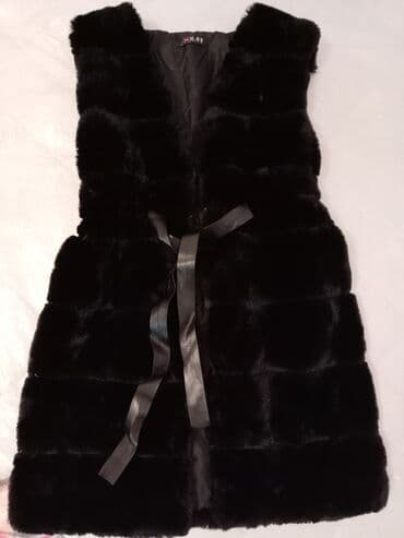 Qara süni xəz jilet - Model: qolsuz, uzun kəsimli jilet - Material lalafo.az -da Qara süni xəz jilet - Model: qolsuz, uzun kəsimli jilet - Material