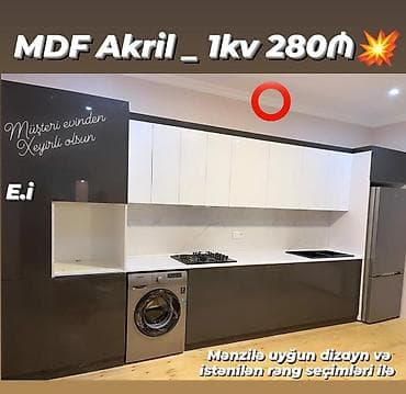 MDF Akril mətbəx mebeli – 1 kv 280₼ - Akril MDF fasadlar: parlaq lalafo.az -da MDF Akril mətbəx mebeli – 1 kv 280₼ - Akril MDF fasadlar: parlaq