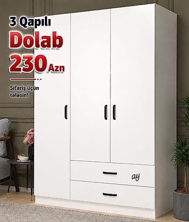 3 qapılı paltar dolabı – 230 AZN. - Rəng: ağ - Dizayn: minimal, düz lalafo.az -da 3 qapılı paltar dolabı – 230 AZN. - Rəng: ağ - Dizayn: minimal, düz