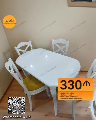 Mətbəx üçün, Açılmayan, Oval masa, 4 stul lalafo.az -da Mətbəx üçün, Açılmayan, Oval masa, 4 stul