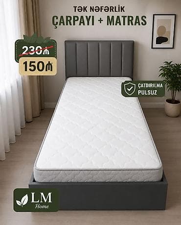 Tək nəfərlik çarpayı + matras dəsti - Komplekt: çarpayı karkası və lalafo.az -da Tək nəfərlik çarpayı + matras dəsti - Komplekt: çarpayı karkası və