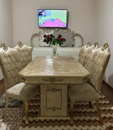Qonaq otağı üçün, İşlənmiş, Açılmayan, Dördbucaq masa, 6 stul lalafo.az -da Qonaq otağı üçün, İşlənmiş, Açılmayan, Dördbucaq masa, 6 stul