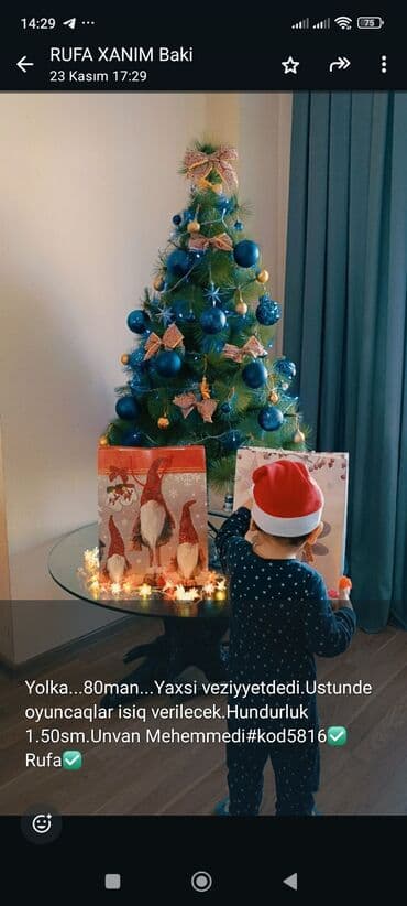 Yolka – 80 man. - Hündürlük: 1.50 sm - Üzərində mavi və qızılı rəngli lalafo.az -da Yolka – 80 man. - Hündürlük: 1.50 sm - Üzərində mavi və qızılı rəngli