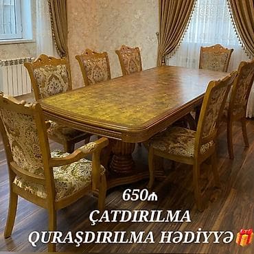 Qonaq otağı üçün, İşlənmiş, Açılan, Dördbucaq masa, 8 stul lalafo.az -da Qonaq otağı üçün, İşlənmiş, Açılan, Dördbucaq masa, 8 stul
