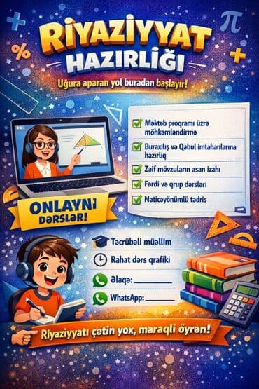 Repetitor, Məntiq, Riyaziyyat, Azərbaycan dili, İmtahanlara hazırlıq lalafo.az -da Repetitor, Məntiq, Riyaziyyat, Azərbaycan dili, İmtahanlara hazırlıq