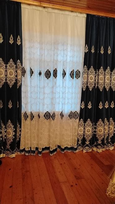 Pərdə dəsti – ikiqat modellə - Tərkib: Qalın dekorativ pərdə + şəffaf lalafo.az -da Pərdə dəsti – ikiqat modellə - Tərkib: Qalın dekorativ pərdə + şəffaf