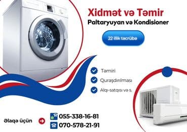 Ремонт стиральных машин: Xidmət və Təmir – Paltaryuyan və Kondisioner • 22 illik təcrübə • at lalafo.az — 1 Ремонт стиральных машин: Xidmət və Təmir – Paltaryuyan və Kondisioner • 22 illik təcrübə • — 1