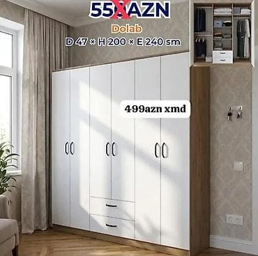 Mebel dolabı – 5 qapılı, 2 aşğı çekməcəli, asılqan və rəf bölmələri lalafo.az -da Mebel dolabı – 5 qapılı, 2 aşğı çekməcəli, asılqan və rəf bölmələri