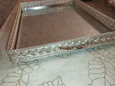 Сушилки: Gümüşü rəngdə, güzgü səthli dəbdəbəli servis sini/tray - Material at lalafo.az — 2 Сушилки: Gümüşü rəngdə, güzgü səthli dəbdəbəli servis sini/tray - Material — 2