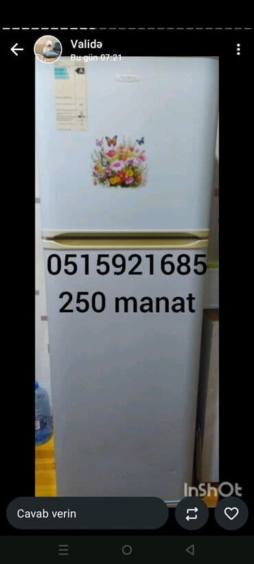 İki qapılı soyuducu - Rəng: Ağ, ön hissədə çiçək və kəpənək dekoru - lalafo.az -da İki qapılı soyuducu - Rəng: Ağ, ön hissədə çiçək və kəpənək dekoru -