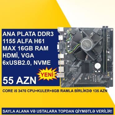 Skanerlər: Ana Platası Ana Plata "Alfa H61 Core i5 3470 8GB Ram 256GB NVME SSD", Yeni lalafo.az -da — 3 Skanerlər: Ana Platası Ana Plata "Alfa H61 Core i5 3470 8GB Ram 256GB NVME SSD", Yeni — 3