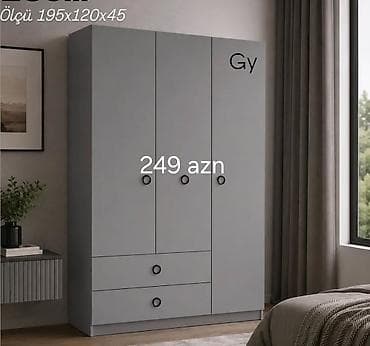 Üçqapılı geyim şkafı – minimalistik dizayn, boz rəng. - Ölçü lalafo.az -da Üçqapılı geyim şkafı – minimalistik dizayn, boz rəng. - Ölçü