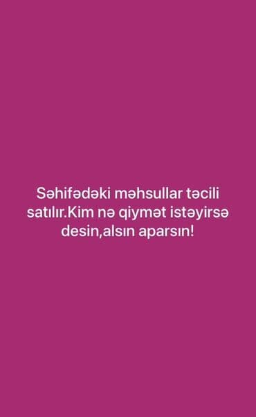 Səhifədəki bütün məhsullar alıcının istədiyi qiymətə satılır təcili!!! lalafo.az -da Səhifədəki bütün məhsullar alıcının istədiyi qiymətə satılır təcili!!!