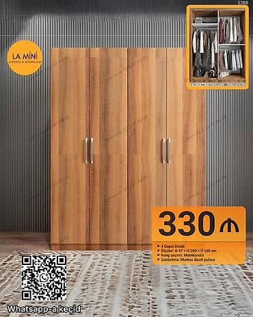 4 двери, Другой цвет, Дерево, Распашной, Прямой шкаф at lalafo.az 4 двери, Другой цвет, Дерево, Распашной, Прямой шкаф