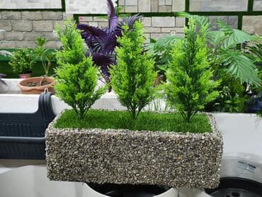 Dekorativ süni bitki kompozisiyası – daş teksturalı uzun dibçəkdə. - lalafo.az -da Dekorativ süni bitki kompozisiyası – daş teksturalı uzun dibçəkdə. -