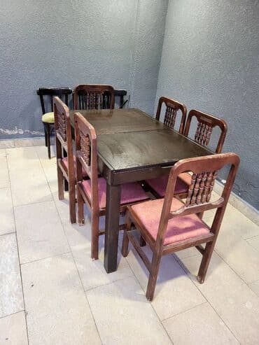 İşlənmiş, Açılan, Dördbucaq masa, 6 stul lalafo.az -da İşlənmiş, Açılan, Dördbucaq masa, 6 stul