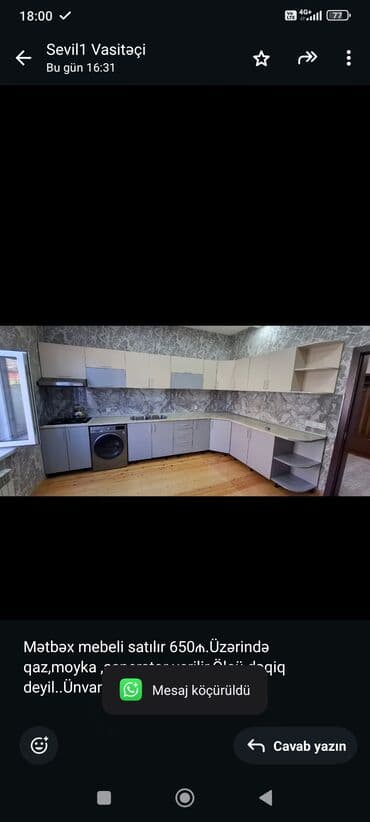 Mətbəx mebeli satılır 650₼.Üzərində qaz,moykaasperator verilir.Ölçü lalafo.az -da Mətbəx mebeli satılır 650₼.Üzərində qaz,moykaasperator verilir.Ölçü