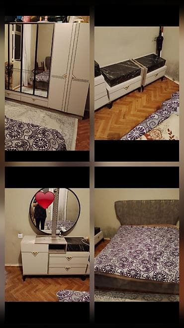 Двуспальная кровать, Трюмо, Шкаф, 2 тумбы, Б/у at lalafo.az Двуспальная кровать, Трюмо, Шкаф, 2 тумбы, Б/у