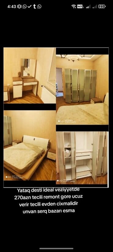 Yataq desti ideal veziyyetde 270azn tecili remont gore ucuz verir lalafo.az -da Yataq desti ideal veziyyetde 270azn tecili remont gore ucuz verir