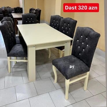 Mətbəx üçün, Açılmayan, Dördbucaq masa, 6 stul lalafo.az -da Mətbəx üçün, Açılmayan, Dördbucaq masa, 6 stul