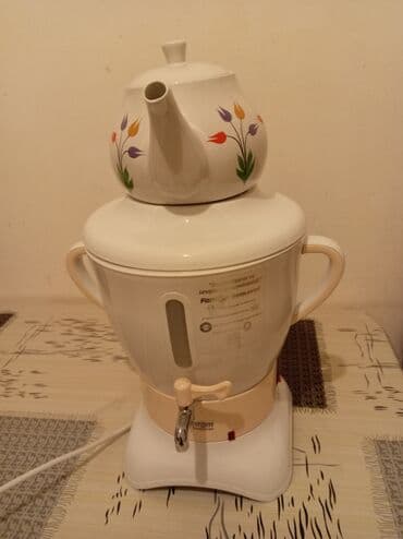 Elektrik samovar-çay dəsti - Üst hissə: keramika çaydan (rəngli lalə lalafo.az -da Elektrik samovar-çay dəsti - Üst hissə: keramika çaydan (rəngli lalə