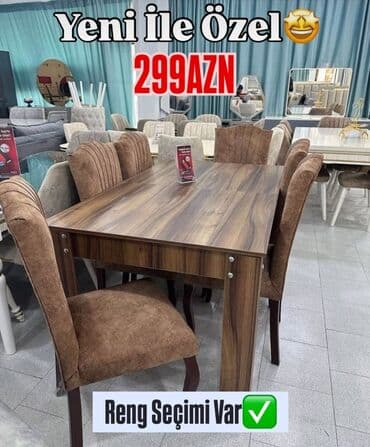 Mətbəx üçün, Dördbucaq masa, 6 stul lalafo.az -da Mətbəx üçün, Dördbucaq masa, 6 stul
