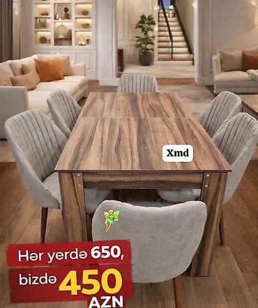 Qonaq otağı üçün, Yeni, Açılan, Dördbucaq masa, 6 stul lalafo.az -da Qonaq otağı üçün, Yeni, Açılan, Dördbucaq masa, 6 stul