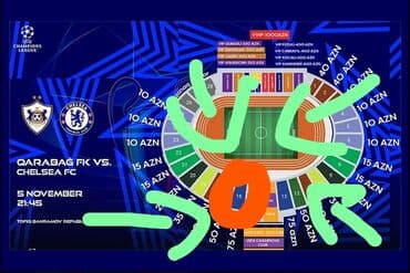 Qarabağ – Chelsea bilet! 16-cı sektor, 4-cü sıra, 1-ci yer 💸 85!!!!AZN lalafo.az -da — 2 Qarabağ – Chelsea bilet! 16-cı sektor, 4-cü sıra, 1-ci yer 💸 85!!!!AZN — 2