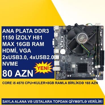 Skanerlər: Ana Platası Ana Plata "1150 İzoly H81 Core i5 4570 8GB Ram 256GB NVME SSD", Yeni lalafo.az -da — 2 Skanerlər: Ana Platası Ana Plata "1150 İzoly H81 Core i5 4570 8GB Ram 256GB NVME SSD", Yeni — 2