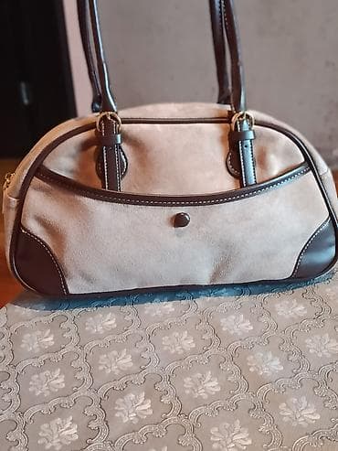 Qadın çantası – zərif süet və dəri detallar - Material: bej rəngli lalafo.az -da Qadın çantası – zərif süet və dəri detallar - Material: bej rəngli