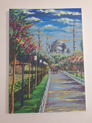 Akril boya tablo – “Sultanahmet (Mavi Məscid) prospekti” - Texnika lalafo.az -da Akril boya tablo – “Sultanahmet (Mavi Məscid) prospekti” - Texnika