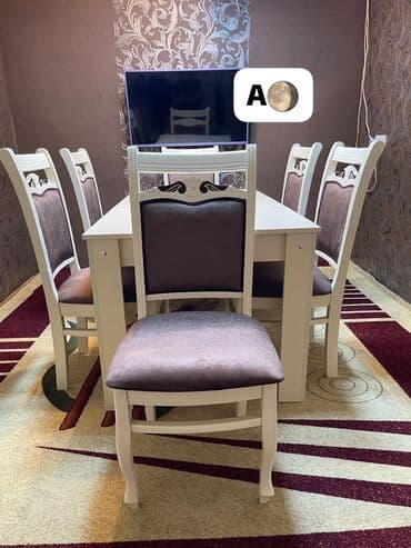 Qonaq otağı üçün, İşlənmiş, Dördbucaq masa, 6 stul lalafo.az -da Qonaq otağı üçün, İşlənmiş, Dördbucaq masa, 6 stul