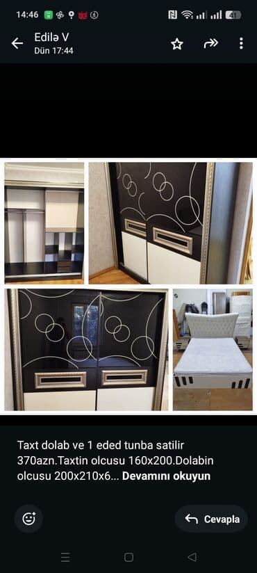 Taxt dolab ve 1 eded tunba satilir 370azn.Taxtin olcusu lalafo.az -da Taxt dolab ve 1 eded tunba satilir 370azn.Taxtin olcusu