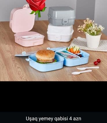 Yemək konteynerləri: Uşaq yemək qabı – 4 AZN - Kompakt kvadrat forma, açılıb‑bağlanan lalafo.az -da — 1 Yemək konteynerləri: Uşaq yemək qabı – 4 AZN - Kompakt kvadrat forma, açılıb‑bağlanan — 1
