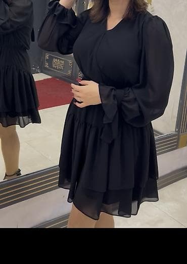 Qara rəngli qadın paltarı – şifon effektli, zərif və rahat. 1 dəfə lalafo.az -da Qara rəngli qadın paltarı – şifon effektli, zərif və rahat. 1 dəfə