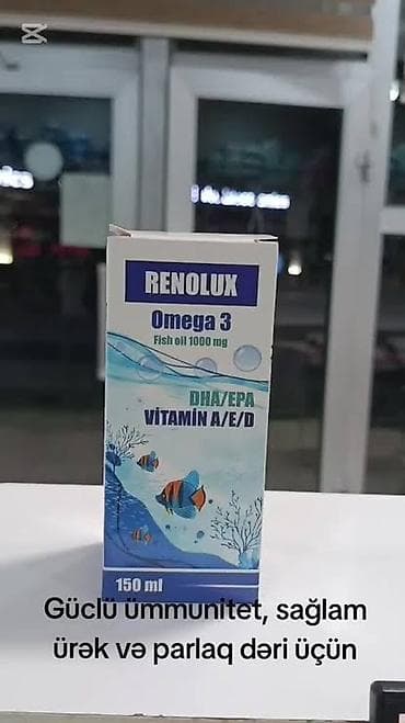 RENOLUX Omega 3 balıq yağı – 1000 mq, 150 ml Xüsusiyyətlər: - Tərkib lalafo.az -da RENOLUX Omega 3 balıq yağı – 1000 mq, 150 ml Xüsusiyyətlər: - Tərkib
