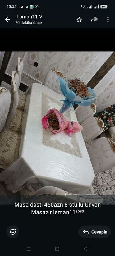 Masa dəsti 450azn 8 stullu Ünvan Masazır leman11²⁵⁹³ lalafo.az -da Masa dəsti 450azn 8 stullu Ünvan Masazır leman11²⁵⁹³