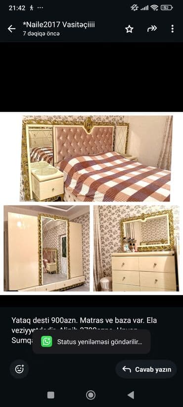 Yataq desti 900azn. Matras ve baza var. Ela veziyyetdedir. Alinib lalafo.az -da Yataq desti 900azn. Matras ve baza var. Ela veziyyetdedir. Alinib