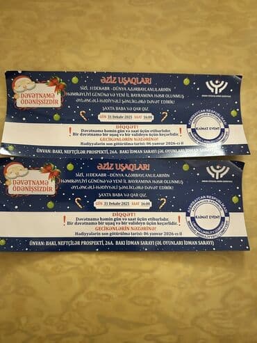 İkı eded bılet 10 manat, gorusub uygun yerde tehvıl verecem lalafo.az -da İkı eded bılet 10 manat, gorusub uygun yerde tehvıl verecem