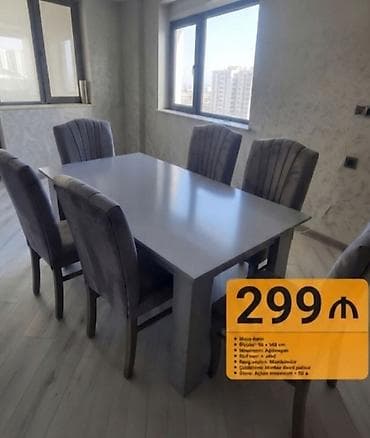 Для гостиной, Новый, Раскладной, Прямоугольный стол, 6 стульев at lalafo.az Для гостиной, Новый, Раскладной, Прямоугольный стол, 6 стульев
