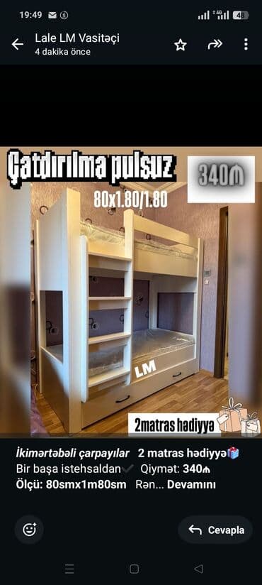 _*İkimərtəbəli çarpayılar*_ *2 matras hədiyyə🎁* Bir başa lalafo.az -da _*İkimərtəbəli çarpayılar*_ *2 matras hədiyyə🎁* Bir başa