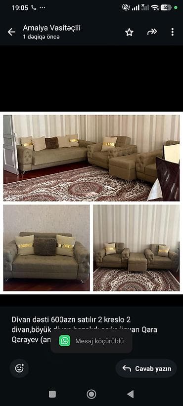 Divan dəsti 600azn satılır 2 kreslo 2 divan,böyük divan bazalıdı lalafo.az -da Divan dəsti 600azn satılır 2 kreslo 2 divan,böyük divan bazalıdı