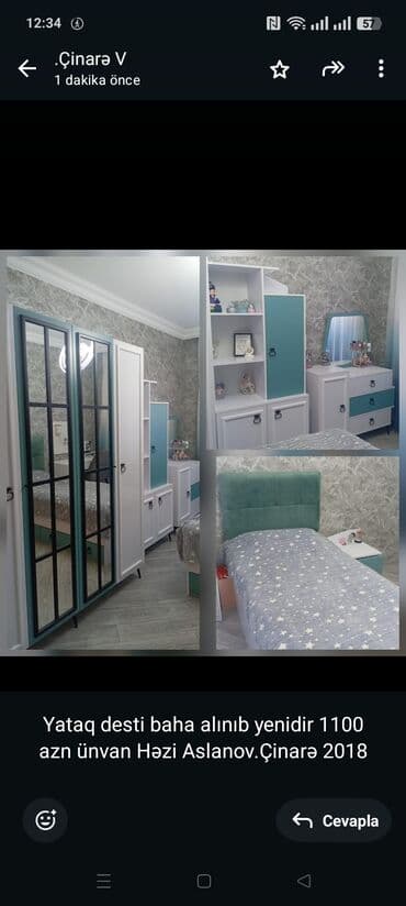 Yataq desti baha alınıb yenidir 1100 azn ünvan Həzi Aslanov.Çinarə lalafo.az -da Yataq desti baha alınıb yenidir 1100 azn ünvan Həzi Aslanov.Çinarə