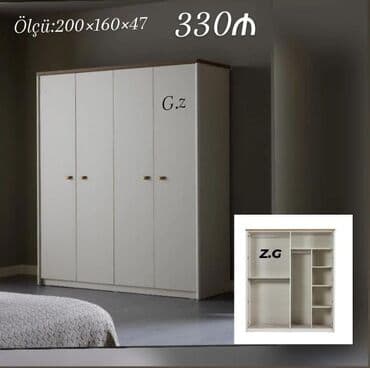 Yeni, 4 qapılı Düz dolab, Qarderob, paltar dolabı lalafo.az -da Yeni, 4 qapılı Düz dolab, Qarderob, paltar dolabı