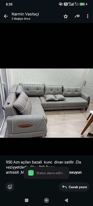 950 Azn açilan bazali kunc divan satilir .Ela veziyyetdedir Olcu lalafo.az -da 950 Azn açilan bazali kunc divan satilir .Ela veziyyetdedir Olcu