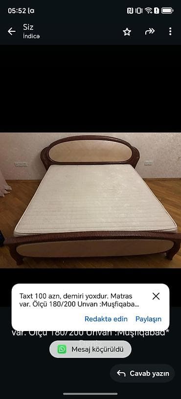 Taxt və matras dəsti - Taxt ölçüsü: 180x200 sm - Taxtın çərçivəsi lalafo.az -da Taxt və matras dəsti - Taxt ölçüsü: 180x200 sm - Taxtın çərçivəsi