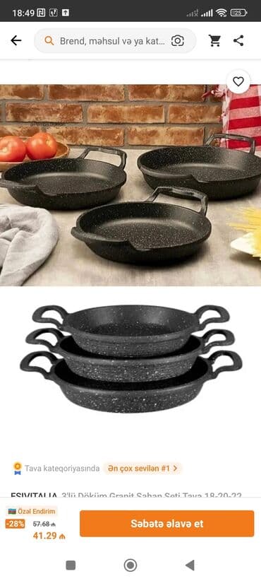 Tava, rəng - Qara, Çuqun, İtaliya lalafo.az -da Tava, rəng - Qara, Çuqun, İtaliya