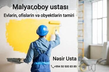 Evlərin, ofislərin və obyektlərin təmiri Malyar,Oboy Ustasıyam. Kimə lalafo.az -da Evlərin, ofislərin və obyektlərin təmiri Malyar,Oboy Ustasıyam. Kimə