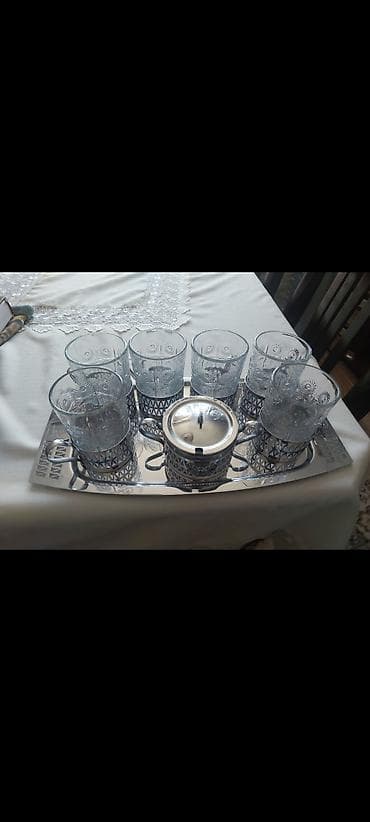 Çay dəsti, rəng - Gümüşü, Şüşə lalafo.az -da Çay dəsti, rəng - Gümüşü, Şüşə